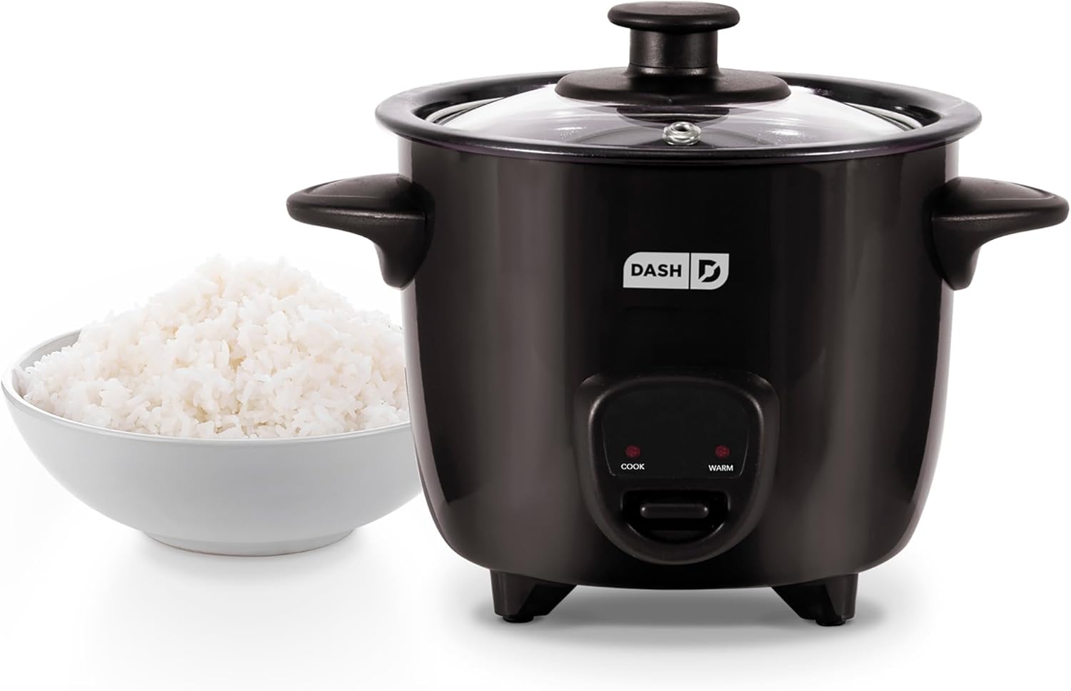 DASH Mini Rice Cooker Steamer with Removable Nonstick Pot, Keep Warm Function & Recipe Guide, One Half Quart, for Soups, Stews, Grains & Oatmeal - Black
