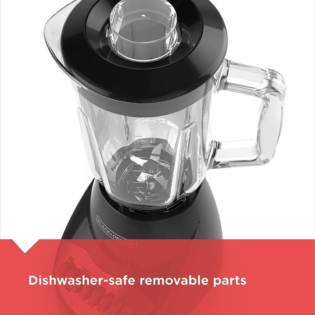 BLACK+DECKER countertop blender featuring 10 speed settings and durable glass jar