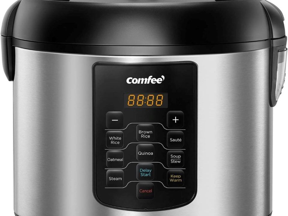 COMFEE’ 10-cup rice cooker with 8-in-1 cooking functions and 5.2 QT capacity