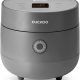 CUCKOO 3-cup rice cooker with fuzzy logic, delay timer, and keep-warm function in gray.