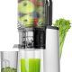 EanOruus 400W Cold Press Juicer with wide feed chute and metallic silver finish.