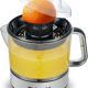 Elite Gourmet Electric Citrus Juicer in black and stainless steel with pulp control and easy-pour spout.