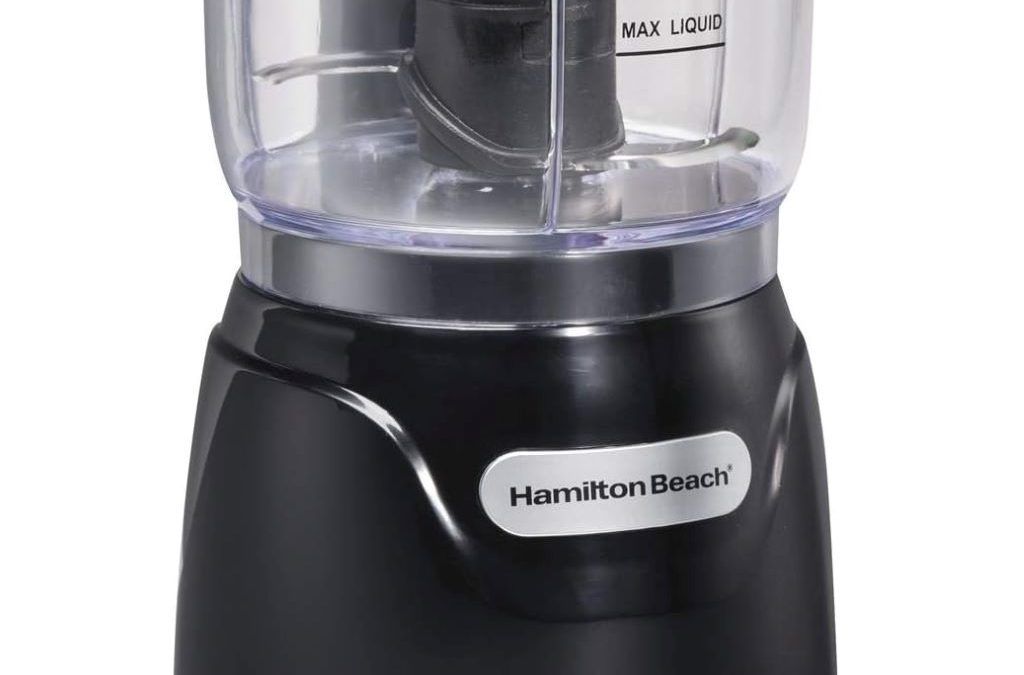 Compact black Hamilton Beach 3-cup chopper for dicing, mincing, and pureeing