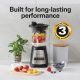 Hamilton Beach Power Elite blender with 40oz glass jar and 12 blending functions, shown on kitchen counter.