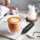 JIMYIU handheld milk frother with stainless steel whisk for coffee, lattes, and cappuccinos