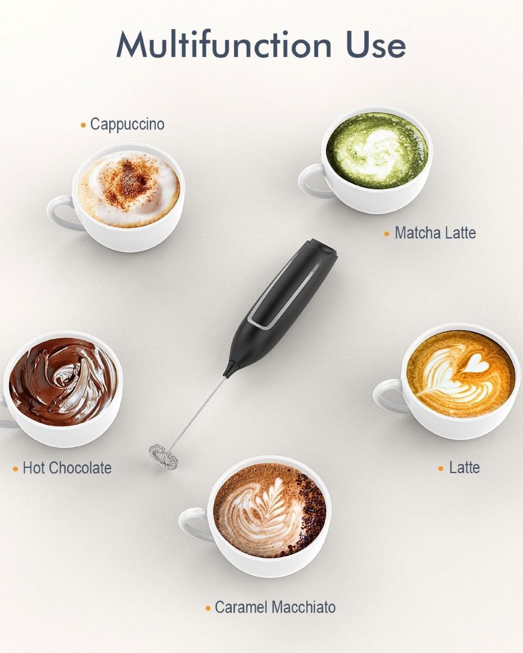 Electric JIMYIU foam maker mixer for matcha, cappuccinos, and lattes in black design