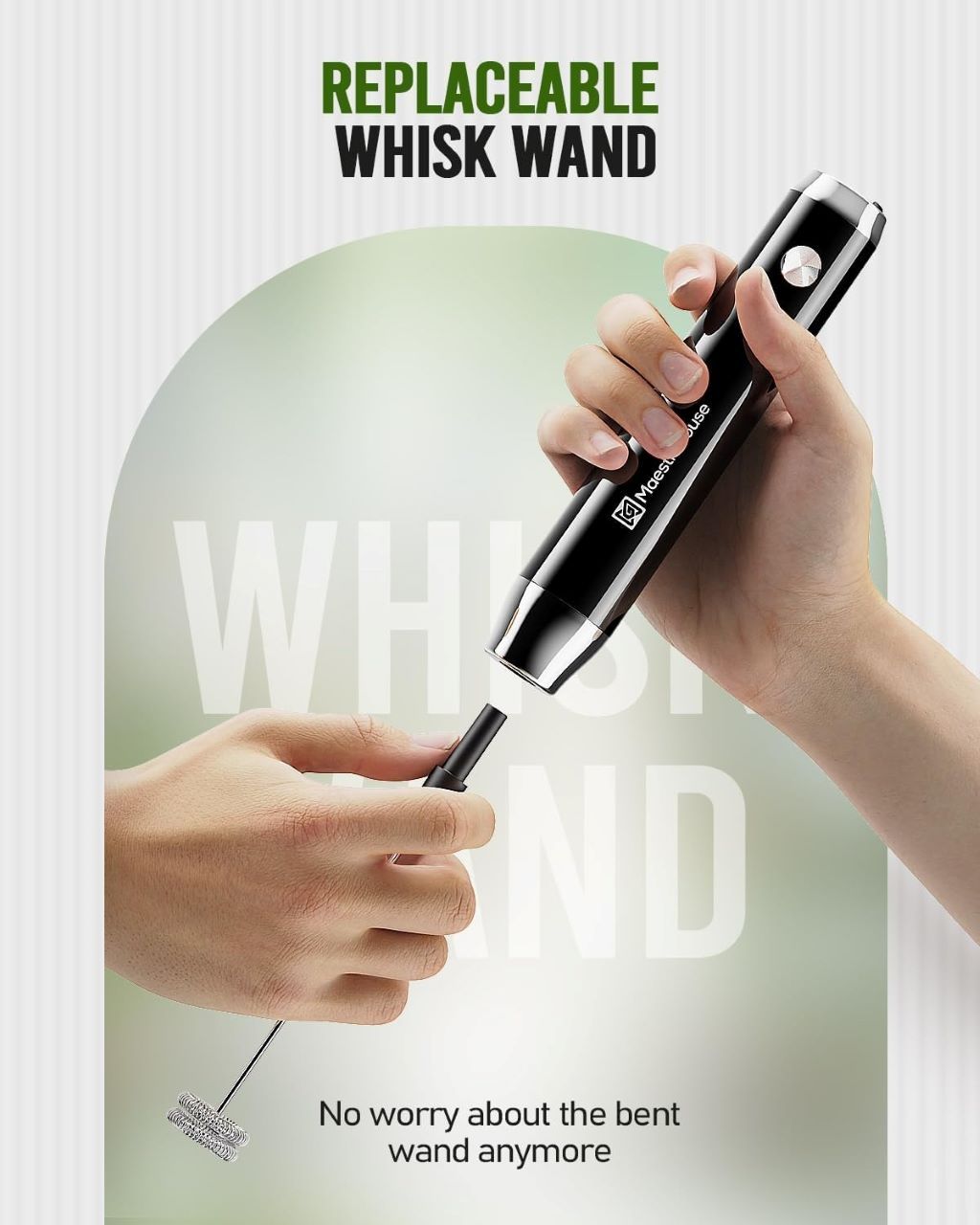 Waterproof detachable milk frother whisk mixer by Maestri House with sleek design