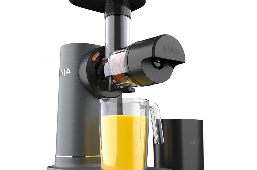 Ninja JC151 Cold Press Juicer with pulp control, charcoal finish, compact and powerful design.