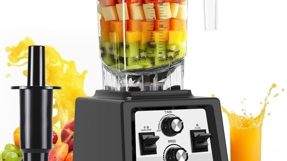 Review of the OMMO 1800W blender with 68oz BPA-free pitcher, six stainless steel blades, and variable speed control for smoothies, ice crushing, and frozen drinks.