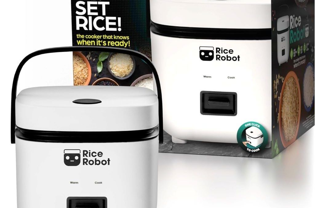Rice Robot 1-Quart Rice Cooker with stainless steel steamer tray and accessories