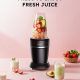 A powerful, black Sangcon 1000W blender with a large glass pitcher sits on a kitchen counter. The blender base has a control panel with various settings, and the lid is secured on top. The scene suggests the blender is ready for making smoothies or other blended drinks.