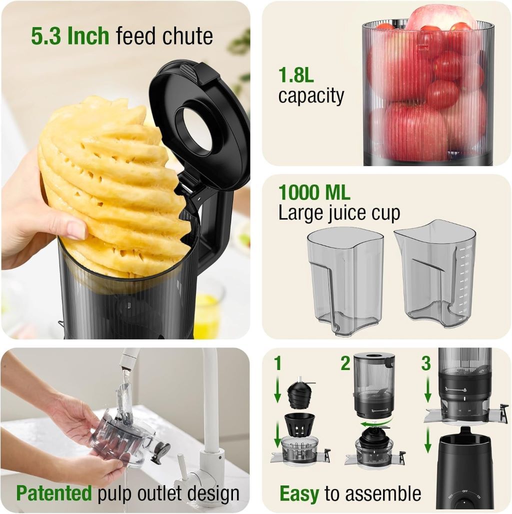 TUUMIIST Juicer review showing compact design and efficient cold press functionality