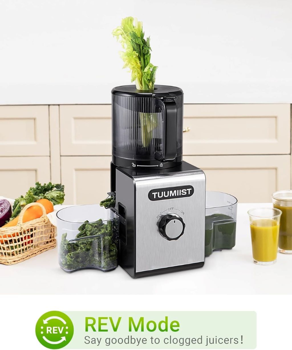 High-yield cold press juicer by TUUMIIST, easy to clean and perfect for healthy drinks.