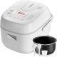 Toshiba 3-Cup Mini Rice Cooker in white with one-touch cooking and keep warm function
