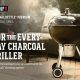 Front view of Weber Original Kettle 22″ charcoal grill with lid closed, showing compact design and durable wheels.