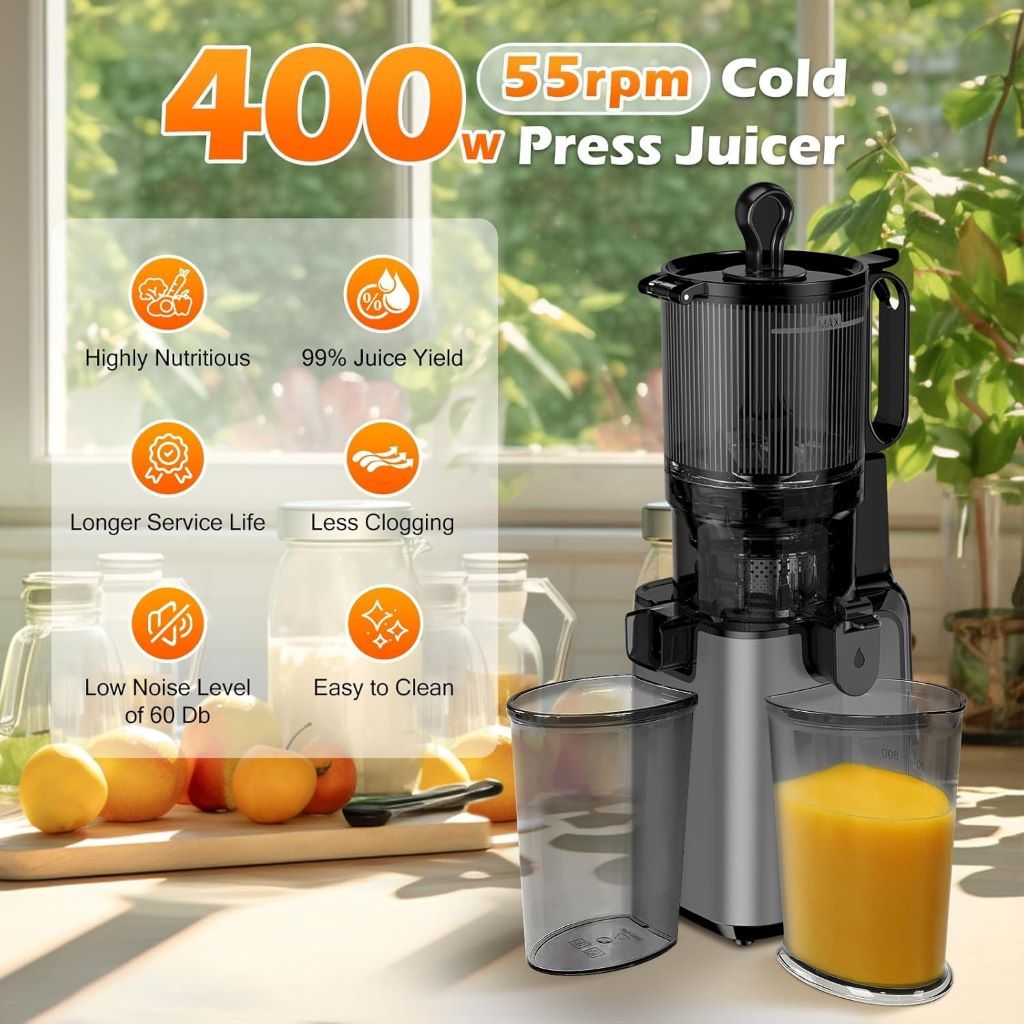 Cold press juicer by YPONE for whole fruits and vegetables, easy to clean and efficient.