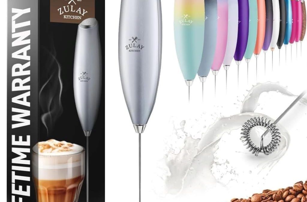 Zulay Powerful Milk Frother with titanium motor for coffee, lattes, and matcha