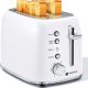 Aigostar Retro 2-Slice Toaster in white stainless steel with extra wide slots