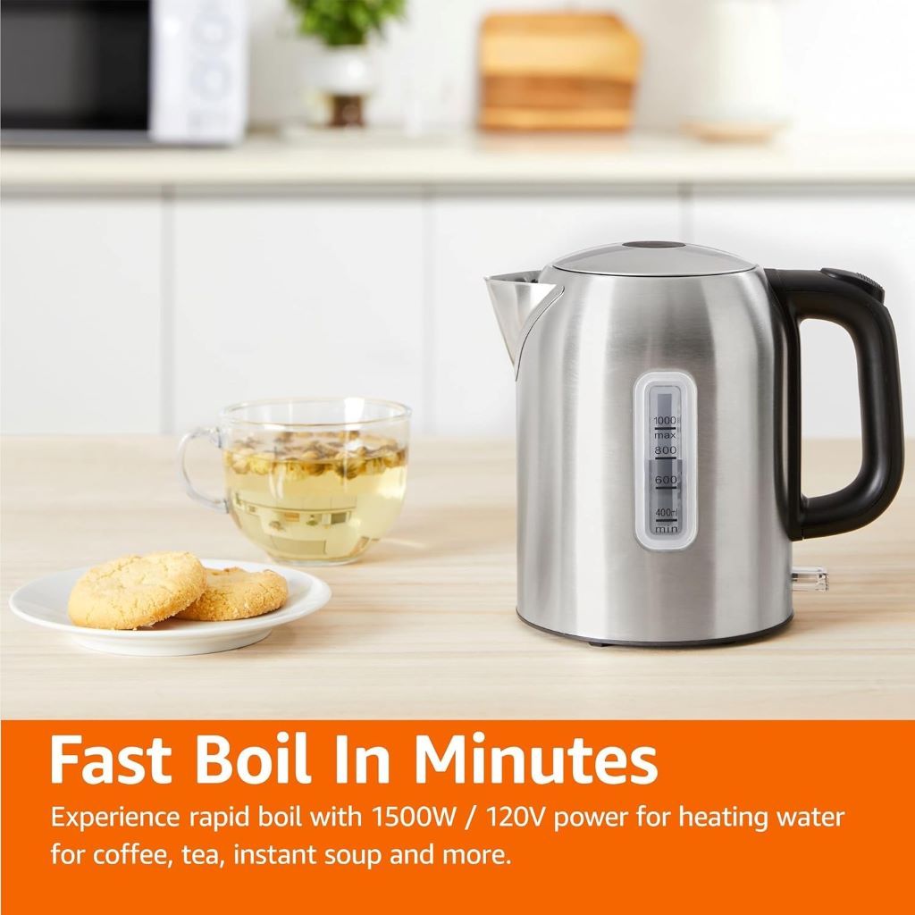 Compact 1L electric kettle with auto shut-off and boil dry protection
