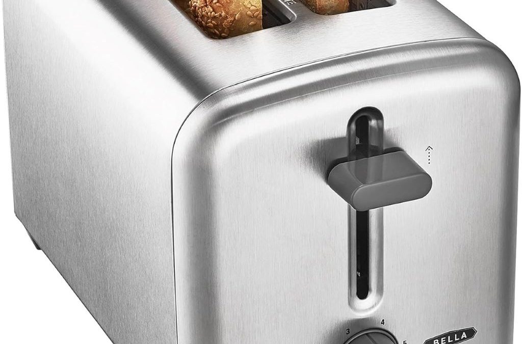 Bella 2-slice stainless steel toaster with extra-wide slots and removable crumb tray