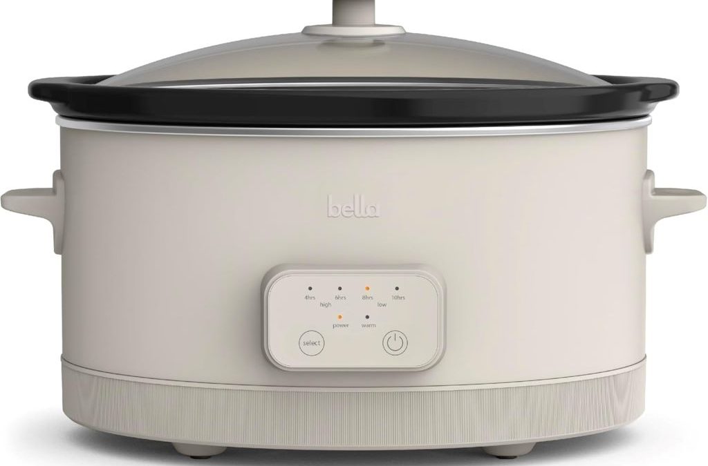 Bella 6.0 Qt programmable slow cooker with ceramic nonstick pot and glass lid