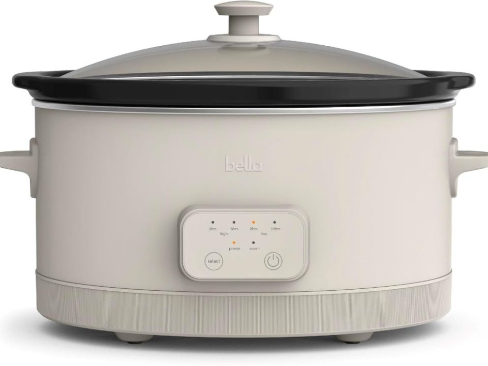 Bella 6.0 Qt programmable slow cooker with ceramic nonstick pot and glass lid