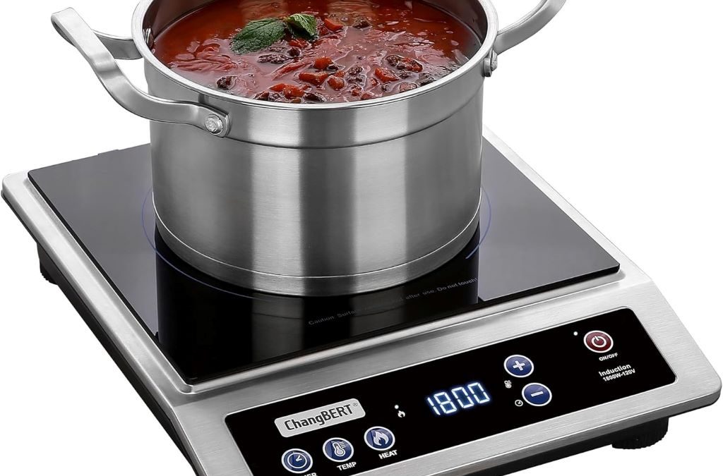 ChangBERT 1800W induction cooktop with 8-inch heating coil and stainless steel design