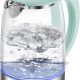 Cosori 1.7L glass electric kettle with green handle, boiling water for tea and coffee