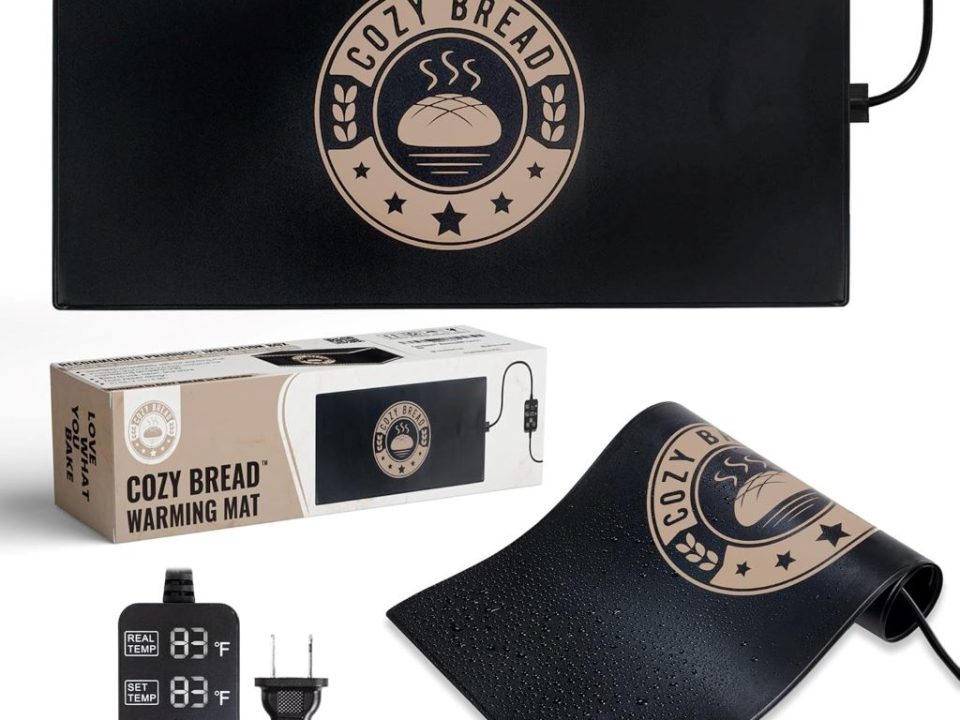 Cozy Bread® proofing mat with thermostat, perfect for sourdough and home baking.
