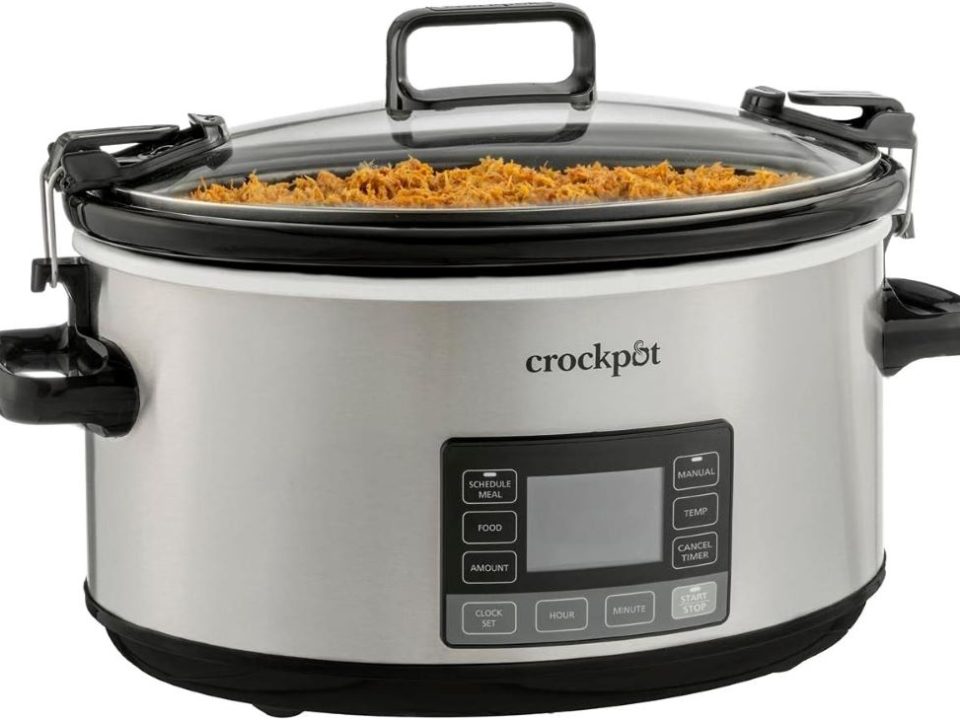 Crock-Pot 7-Quart programmable slow cooker with locking lid in stainless steel