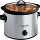 Crockpot Manual 3-Quart Slow Cooker in silver with black accents on kitchen counter