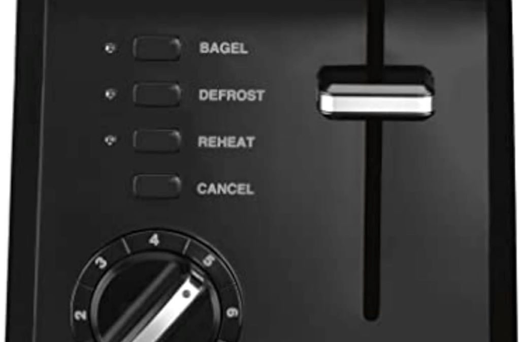 Cuisinart CPT-122BK black 2-slice toaster on kitchen counter