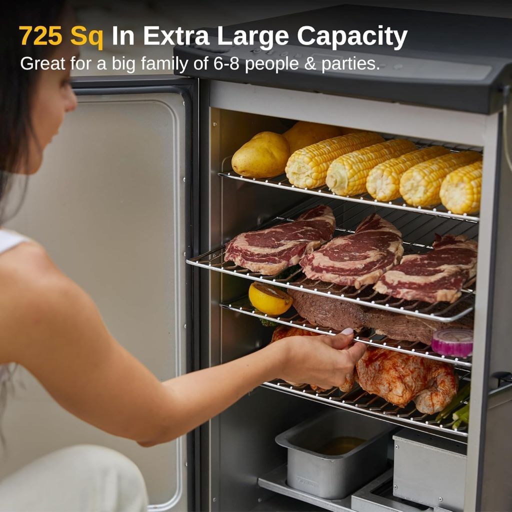 Outdoor smoker with 4 removable racks, perfect for BBQ and backyard cooking