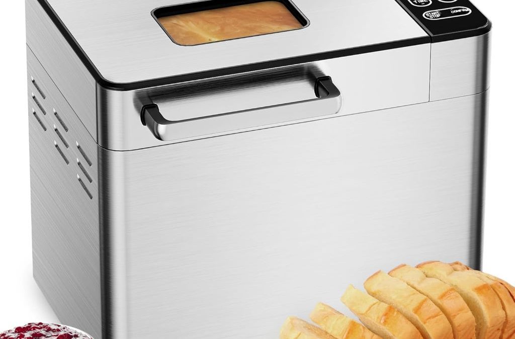 EUHOMY 13-in-1 bread maker with ceramic pan and auto nut dispenser