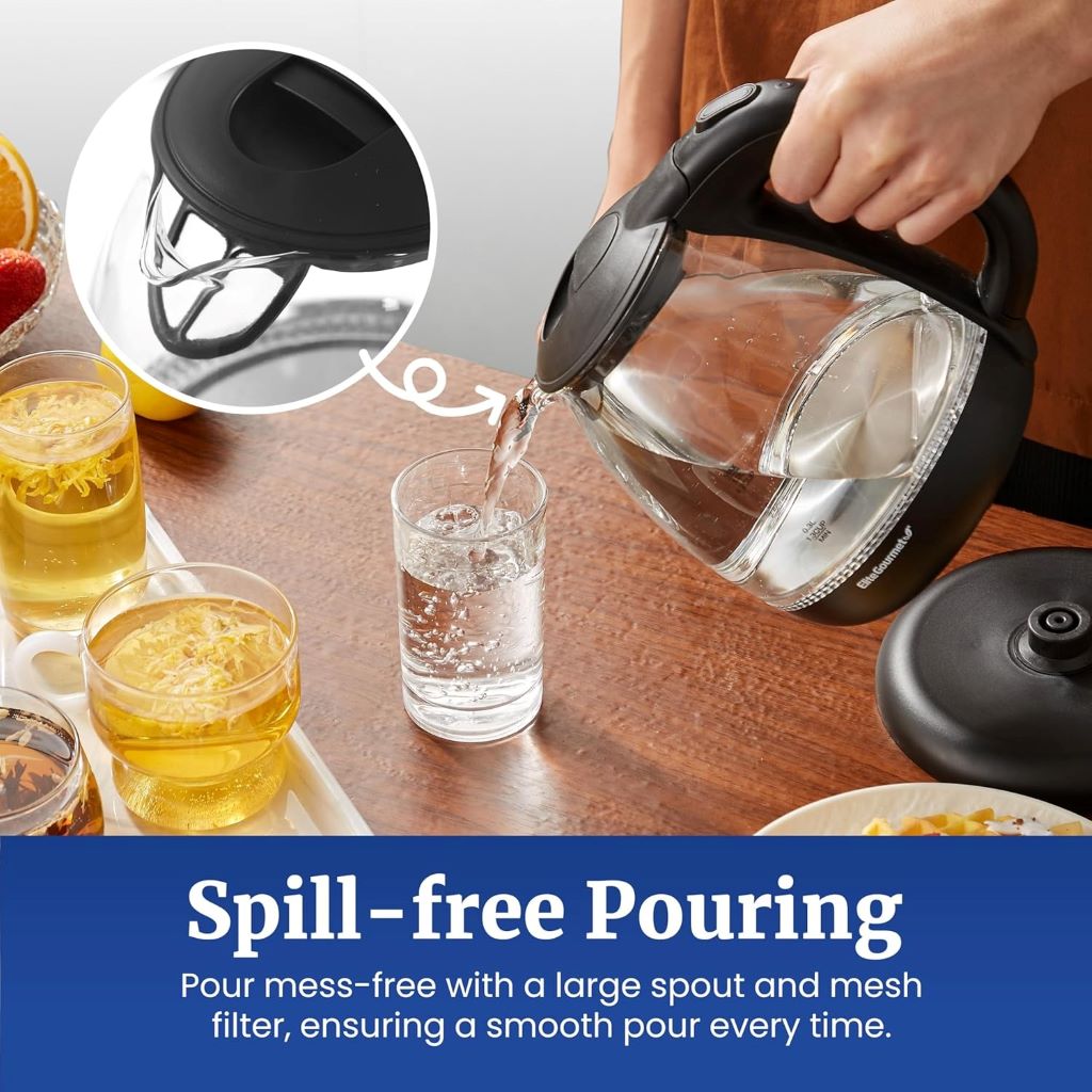 Safe and sleek glass electric kettle for tea and coffee