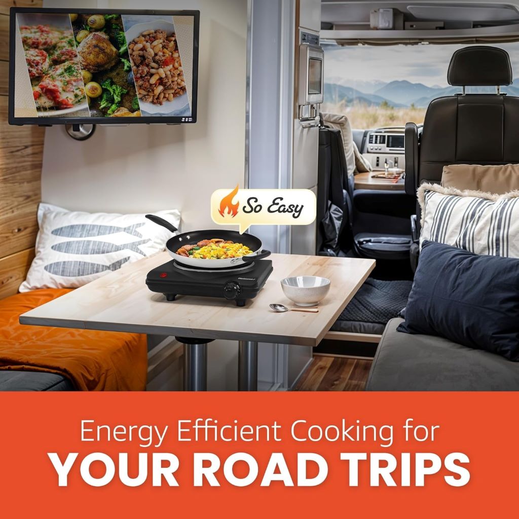Elite Gourmet ESB-301BF portable single burner cooktop with power indicator light