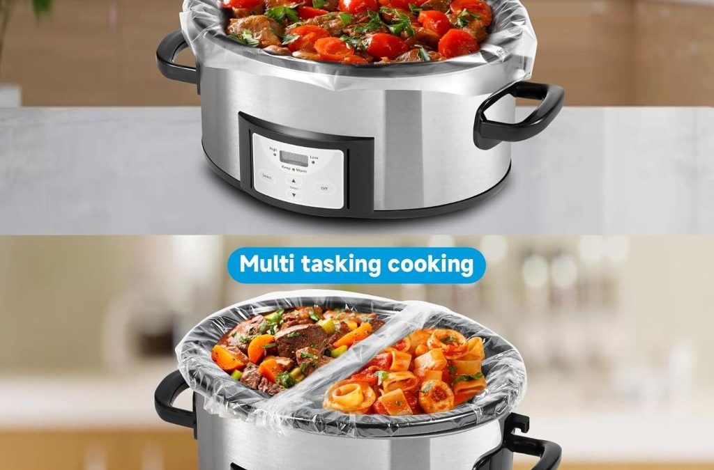 Large slow cooker bags by JVVFUU, 13x21 inches, fits oval and round Crock Pots.