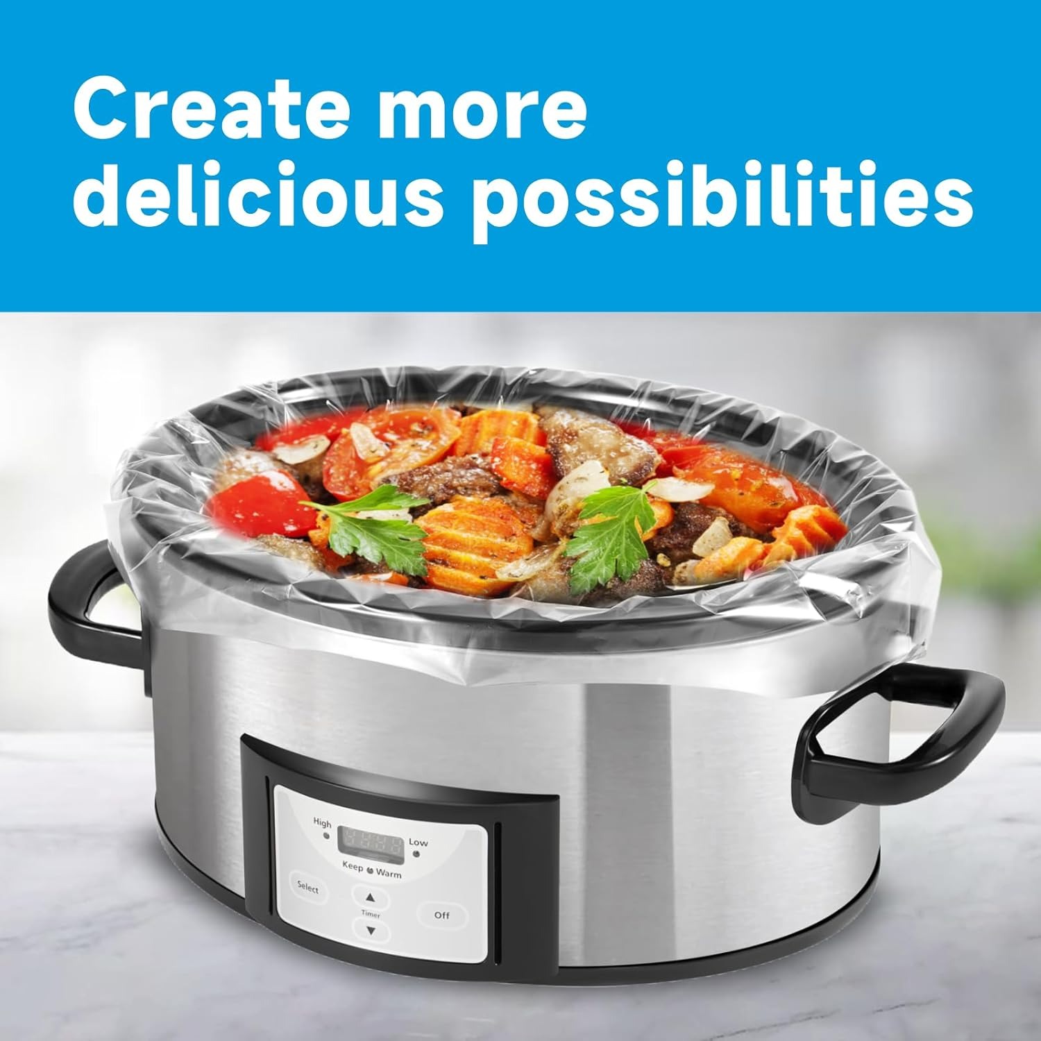 Pack of 20 JVVFUU slow cooker liners, disposable and convenient for cooking.