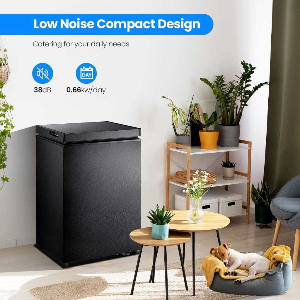 Compact Kismile freezer in kitchen setting, ideal for home, office, or bar use.