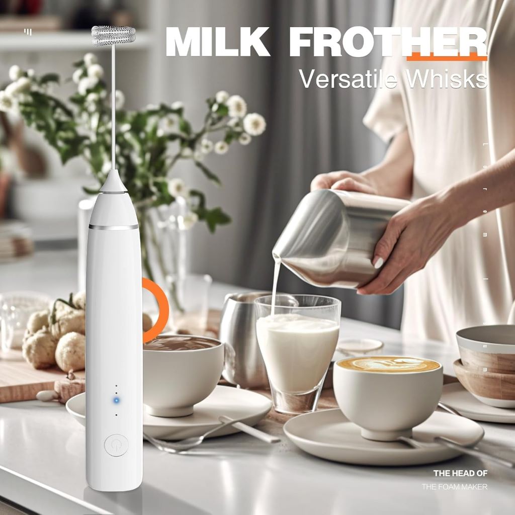 3-speed electric milk frother and foam maker for matcha, hot chocolate, and latte art