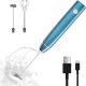 Laposso rechargeable milk frother in C-Blue with dual stainless steel whisks