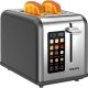 MeCITY 2-slice touch screen smart toaster in pearl grey on a modern kitchen countertop