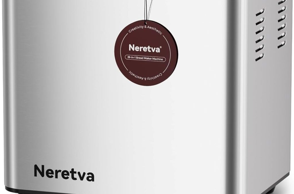 Neretva 20-in-1 bread maker with stainless steel body and ceramic nonstick pan.