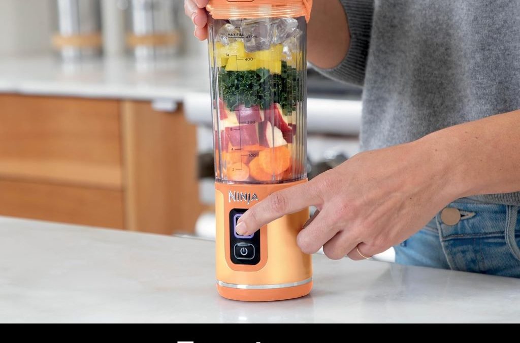 Ninja Blast Portable Blender in orange apricot with 18oz vessel for shakes and smoothies