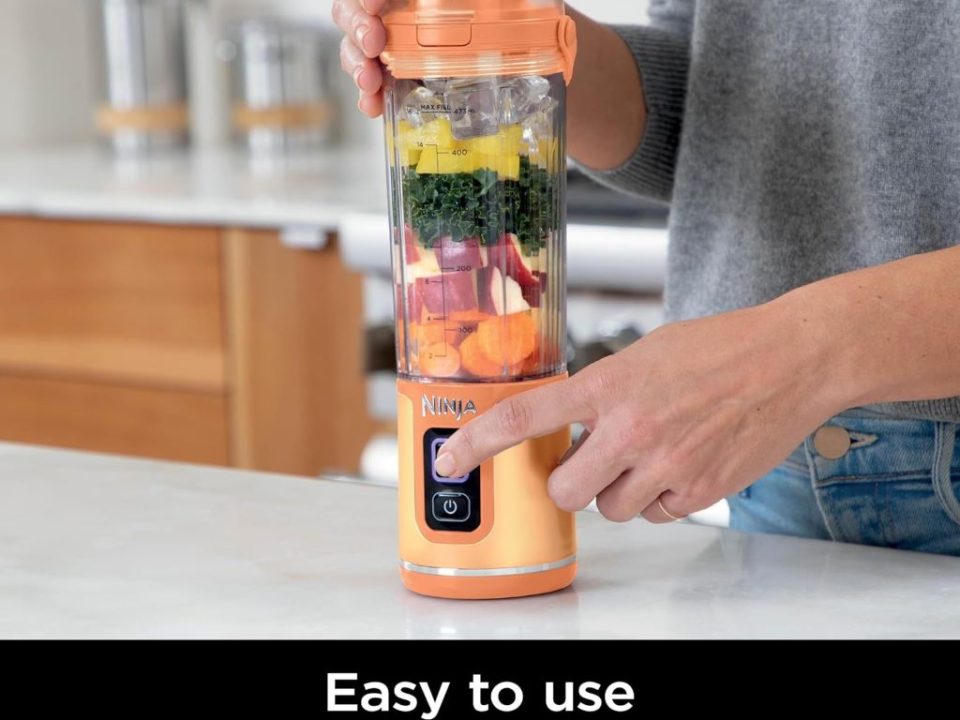 Ninja Blast Portable Blender in orange apricot with 18oz vessel for shakes and smoothies