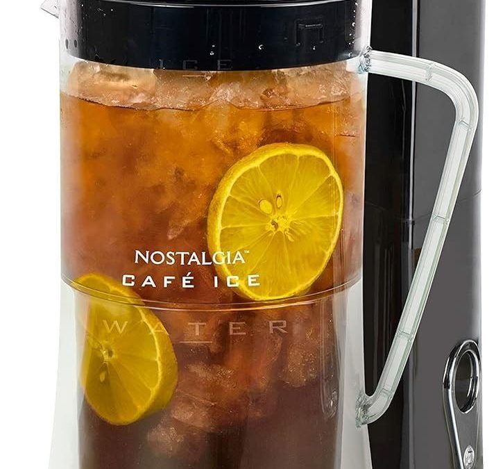 Nostalgia 3-Quart iced tea and coffee brewing system with insulated pitcher and strength selector