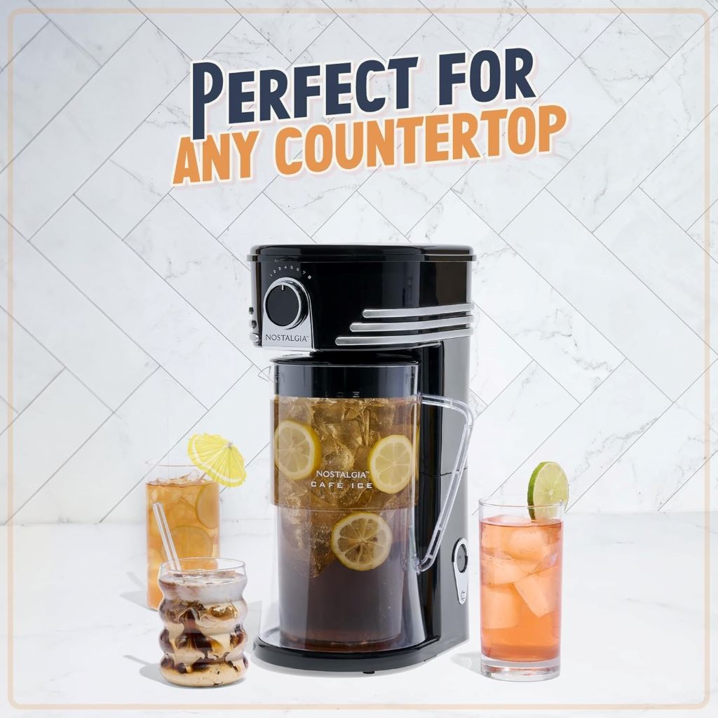 Double-insulated Nostalgia beverage brewer for iced tea, coffee, lemonade, and flavored water
