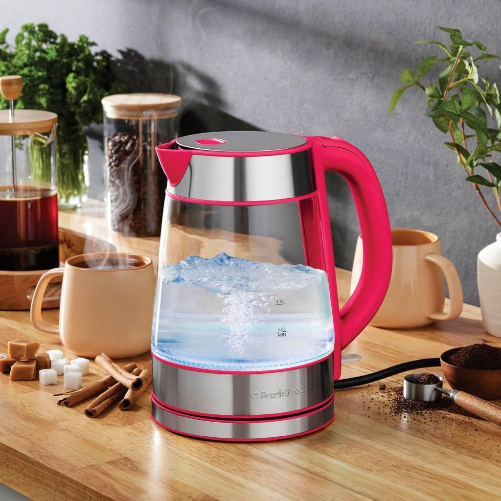 Fast-boil 1500W glass electric kettle with detachable base and auto shut-off