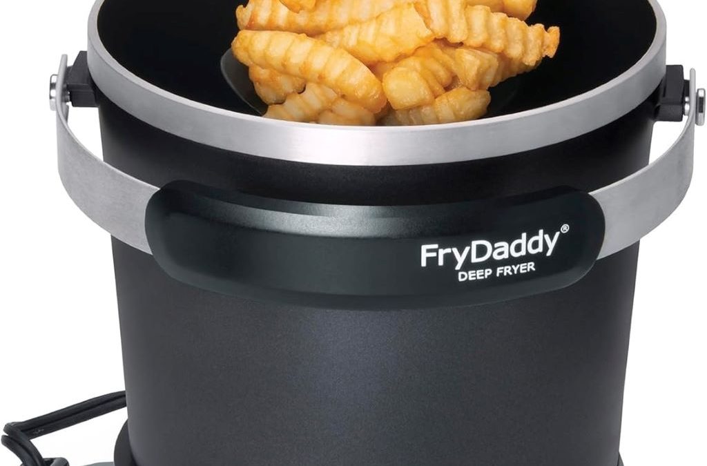 Presto FryDaddy 05420 black electric deep fryer on kitchen counter