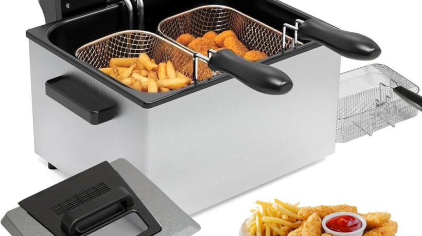 Vexon 1800W 5L Electric Deep Fryer: 3 Baskets And Adjustable Temp for Home Cooking